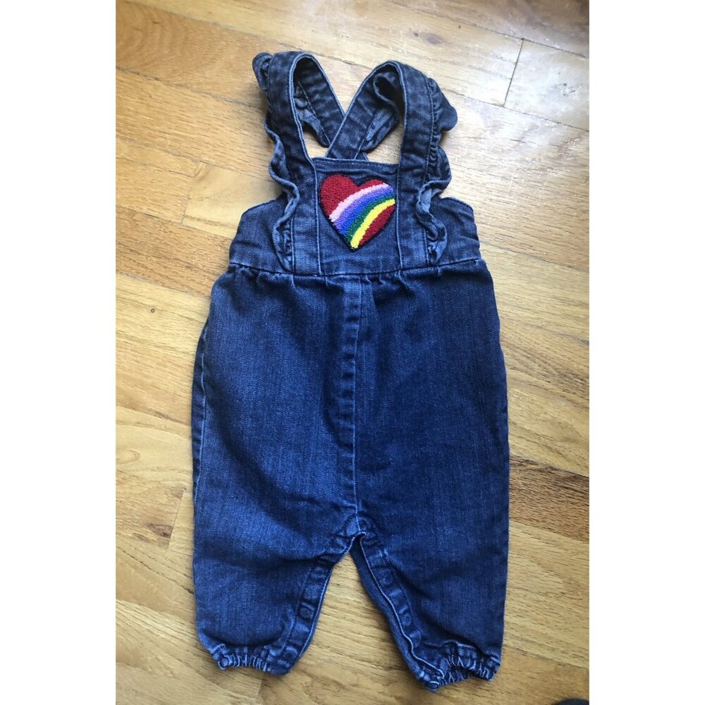 Hanna Andersson 60 3-6 M Jean Overalls Heart Rainbow